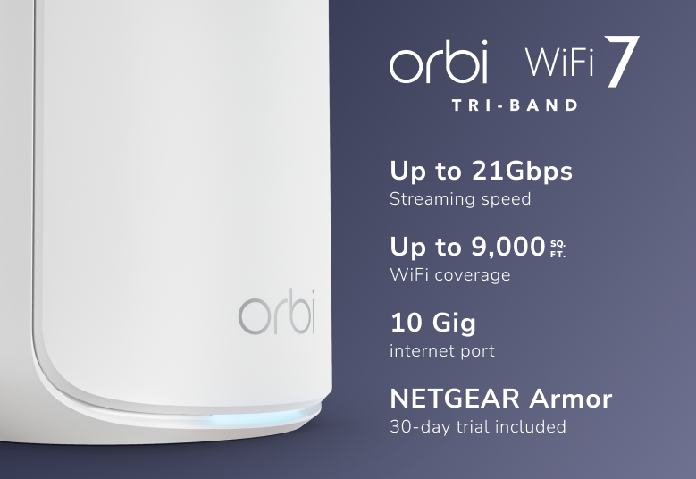 Orbi 870 Series Tri-Band WiFi 7 Mesh 3-Pack (RBE873)