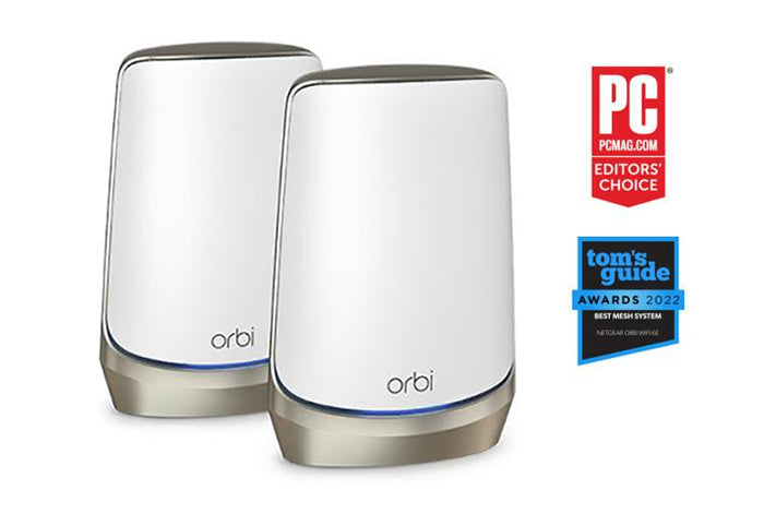 AXE11000 Mesh WiFi System (RBKE962) Orbi 960 Series Quad-Band WiFi 6E Mesh System, 10.8Gbps, 10 Gig Port, 2-Pack