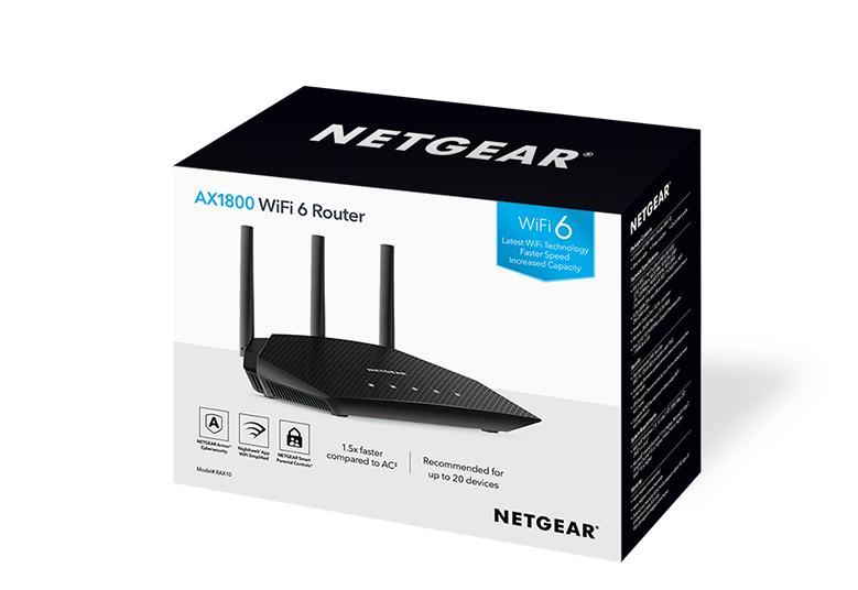 AX1800 WiFi Router (RAX10) NETGEAR 4-Stream Dual-Band WiFi 6 Router,1.8Gbps