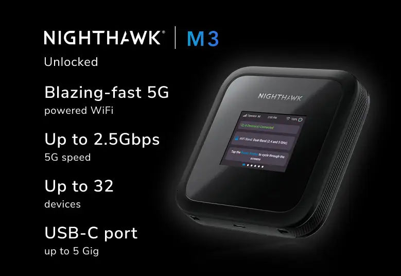 Nighthawk M3, 5G router mobile hotspot, up to 2.5 Gbps (MH3150)