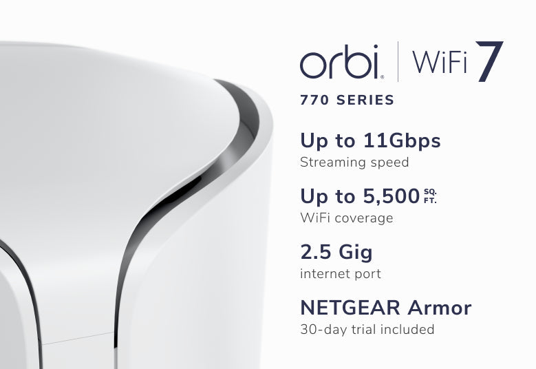 Orbi (RBE772) 三頻 BE11000 WiFi 7 Mesh 無線系統 (2件裝)