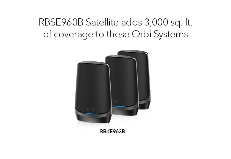 [Out of Stock] Orbi AXE11000 WiFi Satellite (RBSE960B) 960 Series Quad-Band WiFi 6E Mesh Add-on Satellite, 10.8Gbps - Black Edition