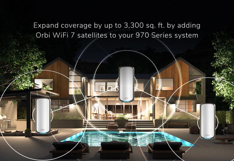 Orbi (RBE970) 四頻 BE27000 WiFi 7 Mesh 附加衛星分機 (不能獨立操作，需配合970 系列主機使用)
