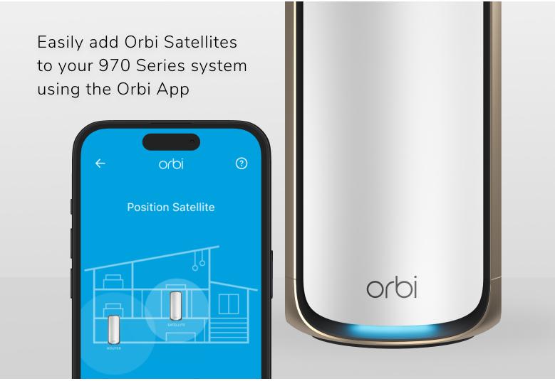 Orbi (RBE970) 四頻 BE27000 WiFi 7 Mesh 附加衛星分機 (不能獨立操作，需配合970 系列主機使用)